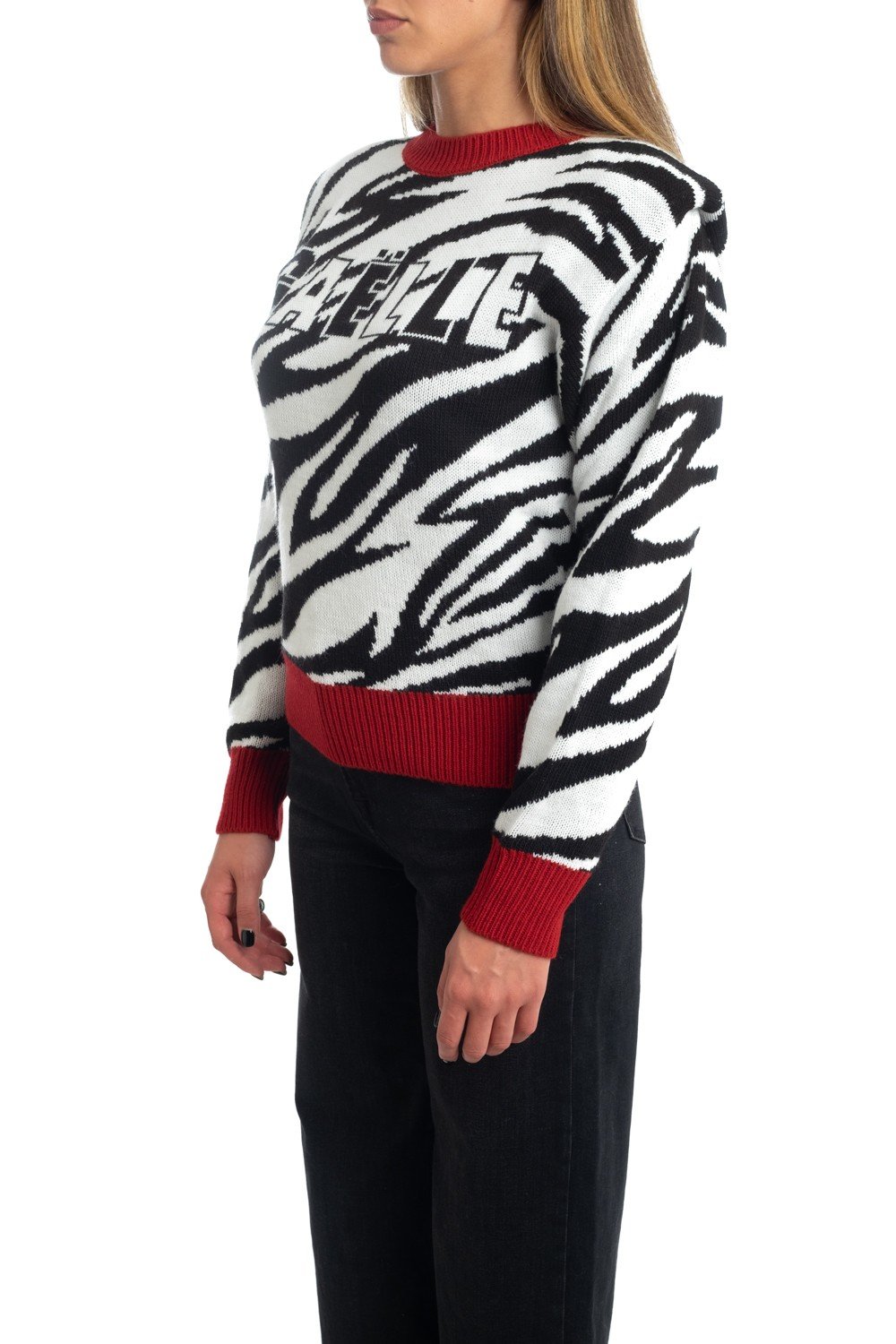 Gaelle Paris Fall Winter 21/22 gaelle jacquard sweater in black and white -  GBD10310NERO