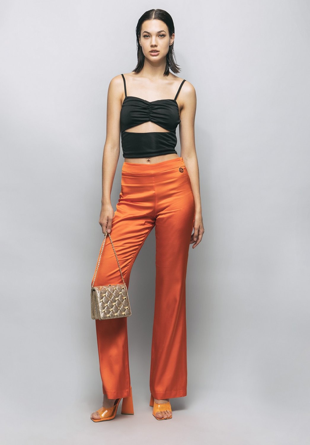 PANTALONE A TROMBETTA IN RASO DONNA GAELLE PARIS GBDM17637 Choose Fashion  Store