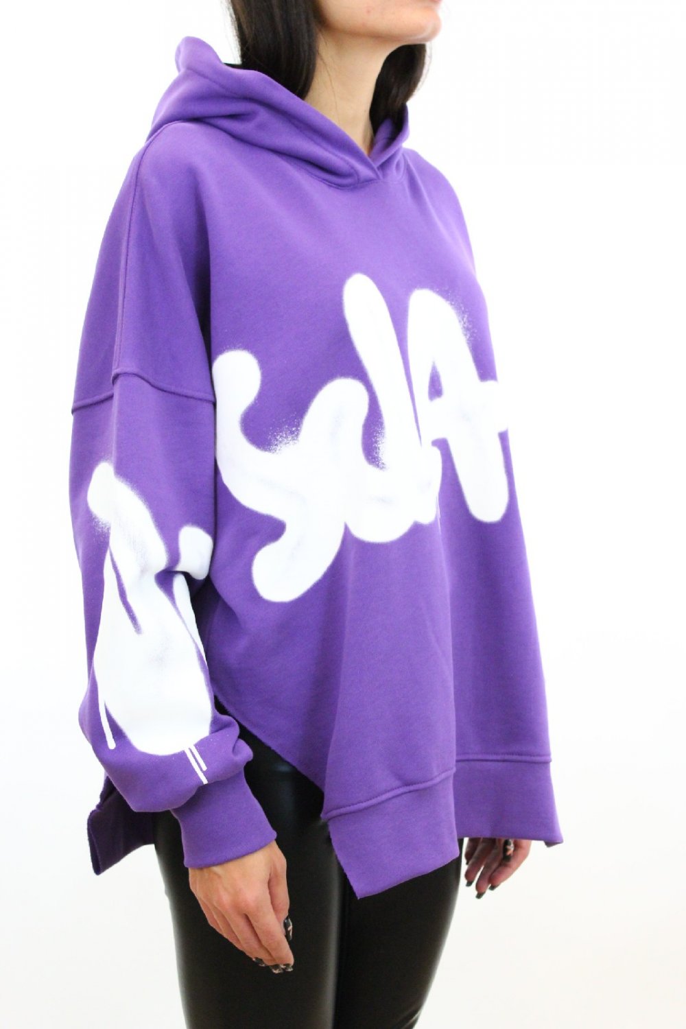 Felpa Con Cappuccio Bianca E Tasconi, Stampa Viola Giglio Di Firenze, Taglia Grande, Unisex