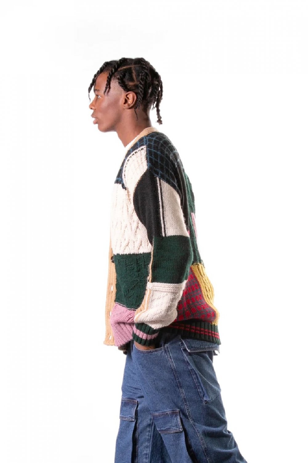 Shownicer Jeans Patchwork Uomo - Pantaloni Denim Baggy Vita Alta Gamba Larga - Stile Hip Hop