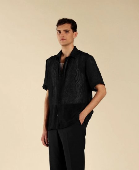 CAMICIA LINO NERO UOMO I'M BRIAN CA2114
