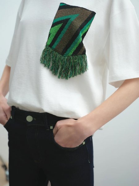 T-SHIRT IN BIELASTICO MANICA LUNGA CON ETICHETTA RICAMATA DONNA COMME DES FUCKDOWN CFABW01366