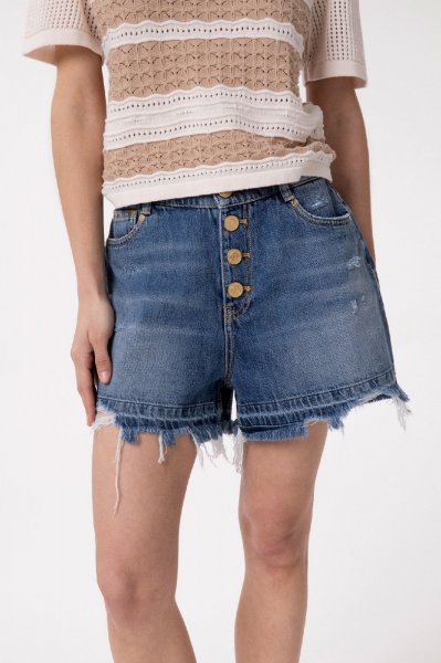 SHORT IN DENIM CON DOPPIA VITA IN POPELINE RIGATO DONNA GAELLE PARIS GAABW09515