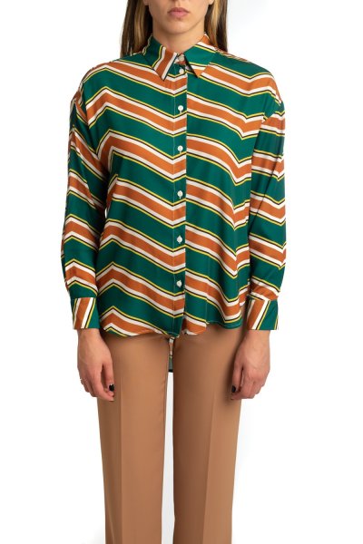 BLUSA OVER IN RASO E CHIFFON CON VOLANT BIANCA DONNA GAELLE PARIS GBDP18740