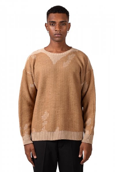 PULLOVER SMANICATO CON SCOLLO A V PANNA UOMO GAELLE PARIS GAABM00026