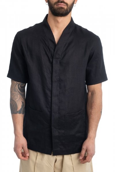 CAMICIA LINO NERO UOMO I'M BRIAN CA2114