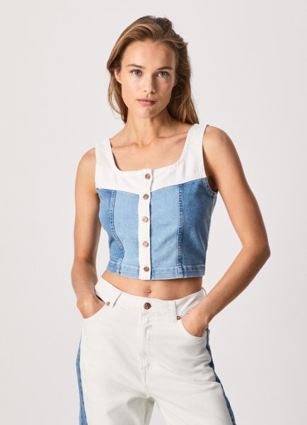 CAMICIA PANNA/TURCHESE DONNA KONTATTO MU4034