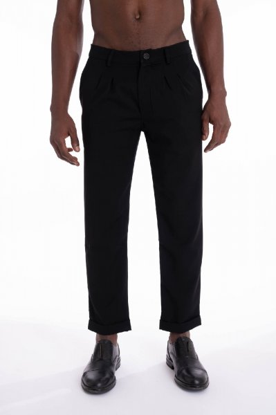 BLACK PANTS WITH WHITE EMBROIDERED FLAMES UOMO VISION OF SUPER VS00858