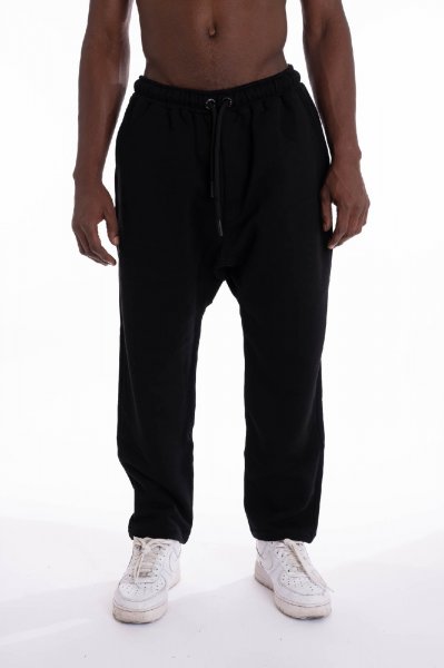 PANTALONE IN FELPA CON APPLICAZIONE E BORCHIE NERO UOMO GAELLE PARIS GBU0652