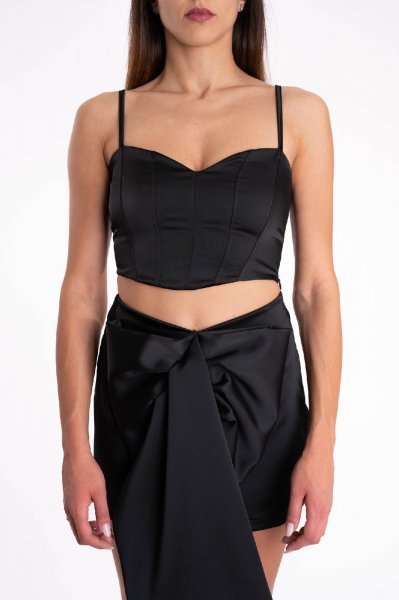 BLUSA OVER IN RASO E CHIFFON CON VOLANT BIANCA DONNA GAELLE PARIS GBDP18740