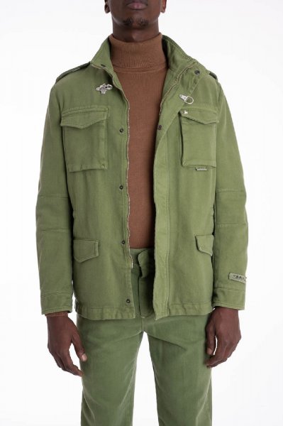 BOMBER NYLON CON RICAMO E STAMPA VERDE UOMO COMME DES FUCKDOWN CDFU2080