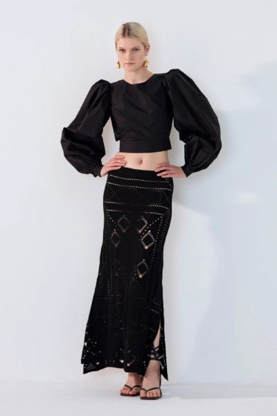 BLUSA RASO LOGO STRASS NERO DONNA GAELLE PARIS GBDP16030