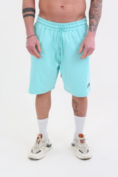 BLUE DENIM SHORTS WITH PRINTED FLAMES AND LOGO UOMO VISION OF SUPER VS01149