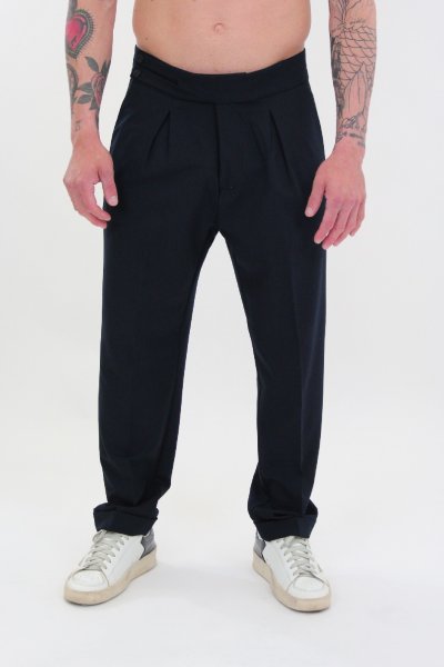 BLACK PANTS WITH WHITE EMBROIDERED FLAMES UOMO VISION OF SUPER VS00858