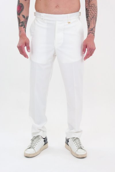 BLACK PANTS WITH WHITE EMBROIDERED FLAMES UOMO VISION OF SUPER VS00858