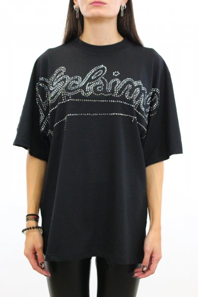 T-SHIRT NERA DONNA DISCLAIMER 23IDS54146