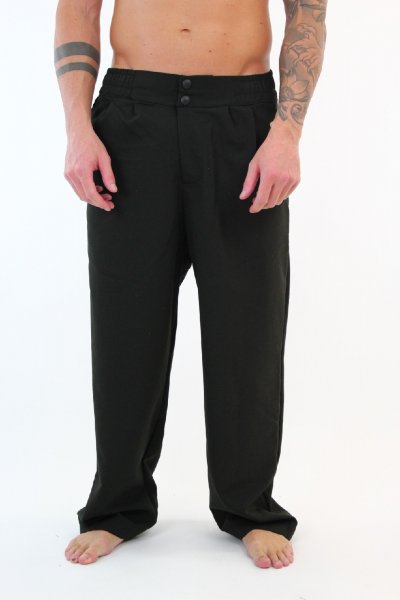 BLACK PANTS WITH WHITE EMBROIDERED FLAMES UOMO VISION OF SUPER VS00858