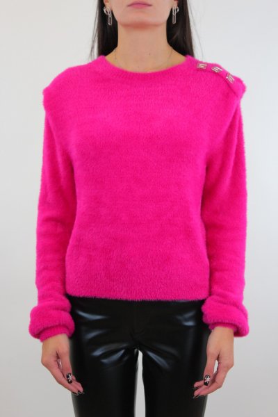 PULLOVER SCOLLO CRATERE A COSTE FUCSIA DONNA AKEP MGKD03048