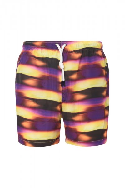 BLACK SWIMWEAR WITH ALL OVER FLAMES PRINT AND WHITE LOGO UOMO VISION OF SUPER VS01097